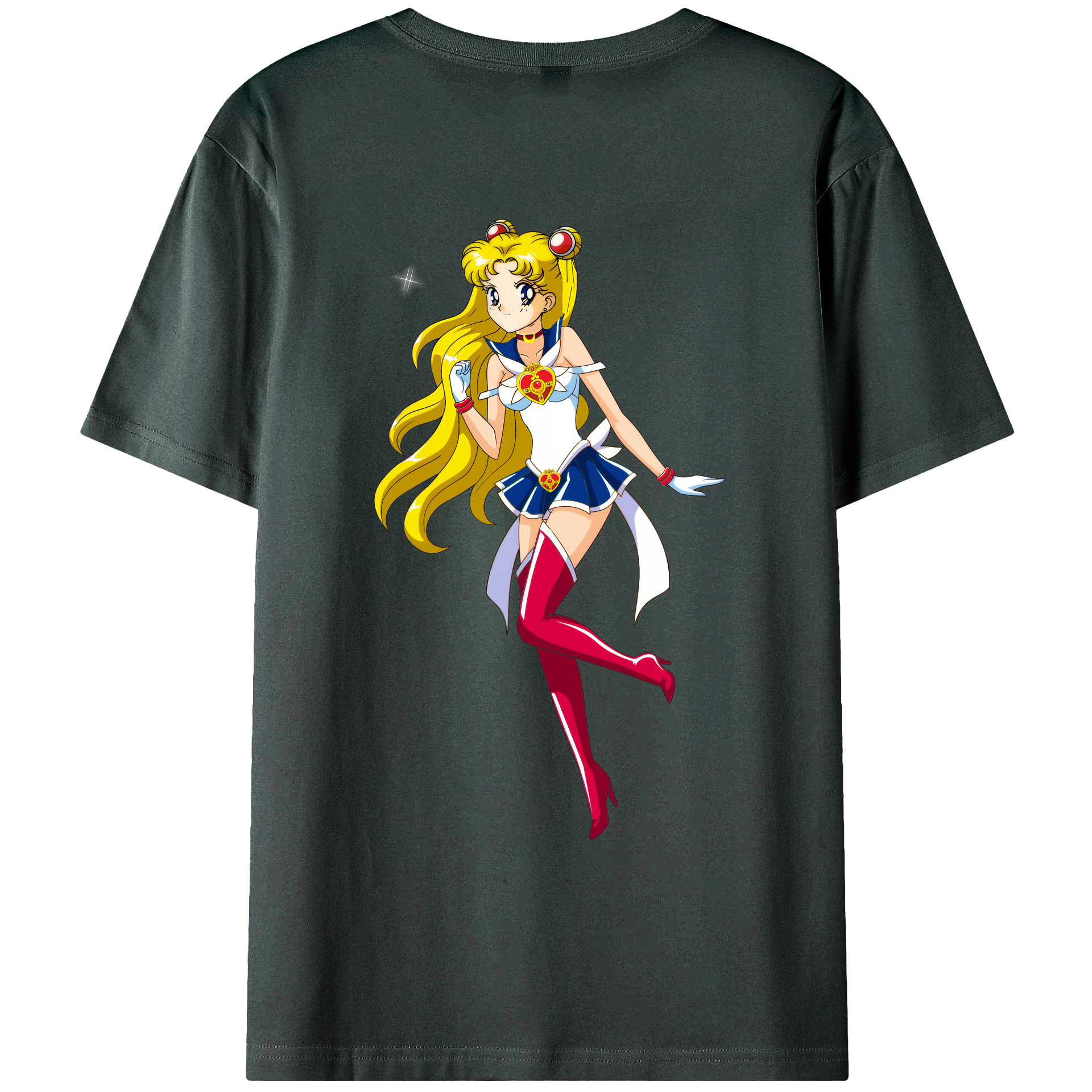 （画像用） 美少女戦士セーラームーン 月野 うさぎ つきの うさぎ Sailor Moon Tsukino Usagi 綿100％ メンズ半袖Tシャツ（バックプリント） 通気性